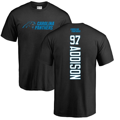 Carolina Panthers Men Black Mario Addison Backer NFL Football #97 T Shirt